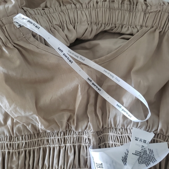 SELF-PORTRAIT- Ruffle Off Shoulder Cotton Poplin Top - Picture 9 of 15